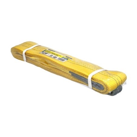 Eslinga Plana Doble Banda 3.000 Kg. Factor Seguridad 7:1, Longitud: 4 Metros Ancho 9 cm. 100% Poliéster. Color Amarilla