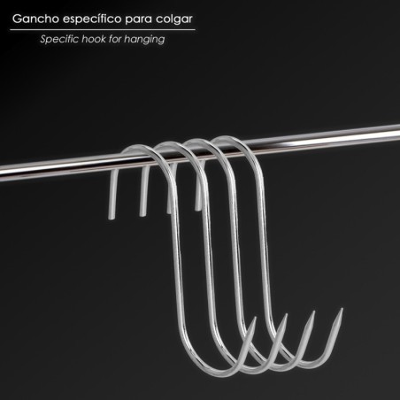 Gancho Carnicero Inoxidable N.º 3 de 140 x 5 mm. gancho para productos cárnicos.