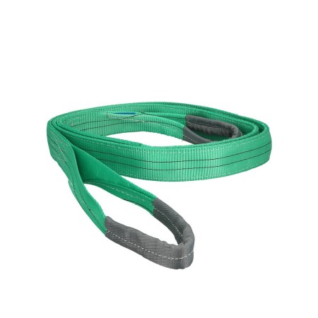 Eslinga Plana Doble Banda 2.000 Kg. Factor Seguridad 7:1, Longitud: 4 Metros Ancho 6 cm. 100% Poliéster. Color Verde