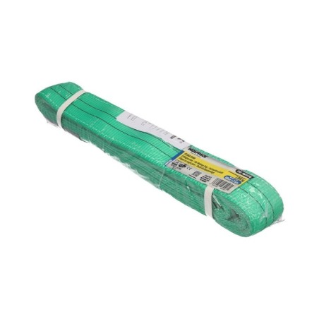 Eslinga Plana Doble Banda 2.000 Kg. Factor Seguridad 7:1, Longitud: 5 Metros Ancho 6 cm. 100% Poliéster. Color Verde