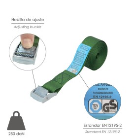 Cinta De Amarre Con Trinquete 4 metros x 25 mm. Trinquete Metálico Automático, Cincha, Eslinga Mercancía, Correa sujeción