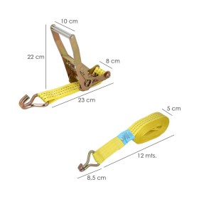 Cinta De Amarre Con Ratchet 12 metros x 50 mm. Trinquete Metálico Automático, Cincha, Eslinga Mercancía, Correa sujeción