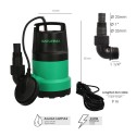 Bomba Aguas Limpias Sumergible 250 Watt. 5.500 lts/hora, Profundidad 5 Mts, Elevación 4,5 mts. Diámetro 2-3 mm.