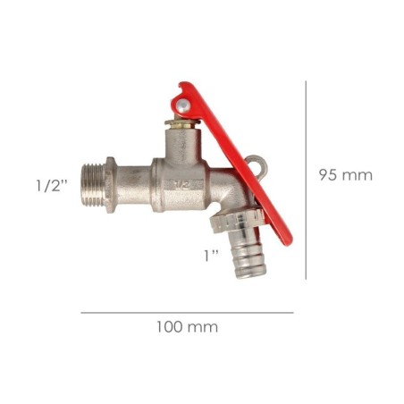 Grifo Esfera 1/2" Con Sistema De Bloqueo Por Candado Grifo Jardín Exterior, Grifo Con Bloqueo y Conector Manguera