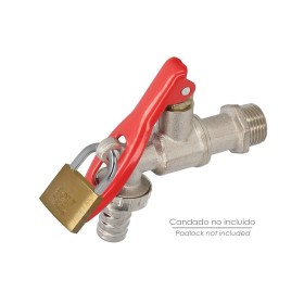 Grifo Esfera 1/2" Con Sistema De Bloqueo Por Candado Grifo Jardín Exterior, Grifo Con Bloqueo y Conector Manguera