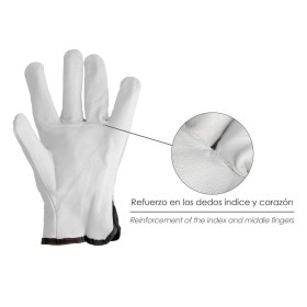 Guantes De Trabajo De Piel Flor De Vacuno, Protección Laboral, Riesgos Mecánicos, Guantes De Seguridad De Cuero. Talla 7" (Par)