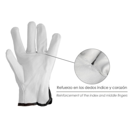 Guantes De Trabajo De Piel Flor De Vacuno, Protección Laboral, Riesgos Mecánicos, Guantes De Seguridad De Cuero. Talla 7" (Par)