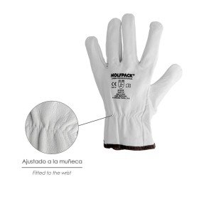 Guantes De Trabajo De Piel Flor De Vacuno, Protección Laboral, Riesgos Mecánicos, Guantes De Seguridad De Cuero. Talla 8" (Par)