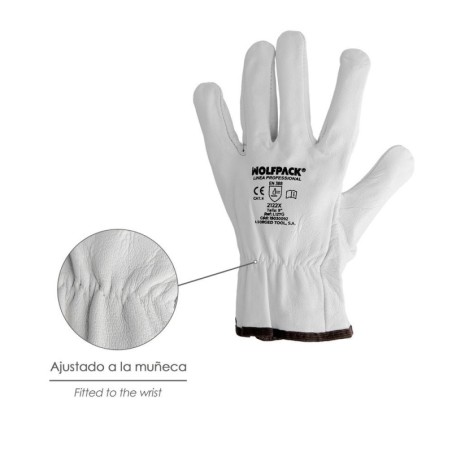 Guantes De Trabajo De Piel Flor De Vacuno, Protección Laboral, Riesgos Mecánicos, Guantes De Seguridad De Cuero. Talla 8" (Par)