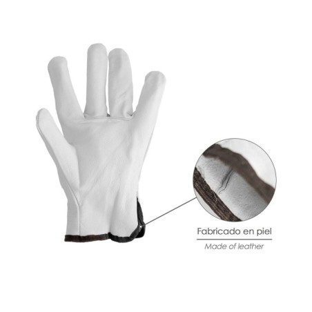 Guantes De Trabajo De Piel Flor De Vacuno, Protección Laboral, Guantes De Seguridad De Cuero. Talla 10" (Par)