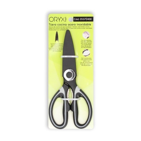 Tijera Cocina Hojas de Acero Inoxidable, Mangos Ergonómicos en TPR Con Funda Protectora