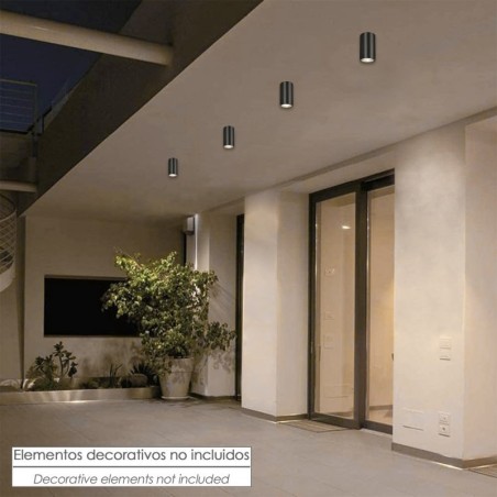 Lampara Techo Foco Gu10 Ip65 Negro Aplique Techo, Luz Jardín, Lámpara Jardín, Luz Exterior, Aplique Jardín