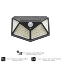 Aplique Solar Led Con Sensor De Luz y De Movimiento 270 Lúmenes Ip4x Foco Led A Batería, Foco Solar.