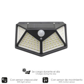 Aplique Solar Led Con Sensor De Luz y De Movimiento 270 Lúmenes Ip4x Foco Led A Batería, Foco Solar.