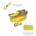 Cinta De Amarre Con Ratchet 9 metros x 50 mm. Trinquete Metálico Automático, Cincha, Eslinga Mercancía, Correa sujeción