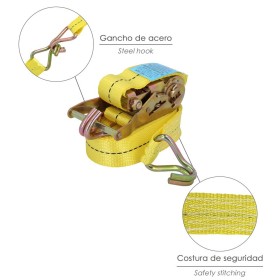 Cinta De Amarre Con Ratchet 6 metros x 38 mm. Trinquete Metálico Automático, Cincha, Eslinga Mercancía, Correa sujeción