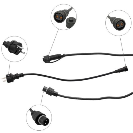 Guirnalda 10 Portalámparas Para Bombillas E27. 10 metros. protección IP44 (Bombillas No Incluidas)
