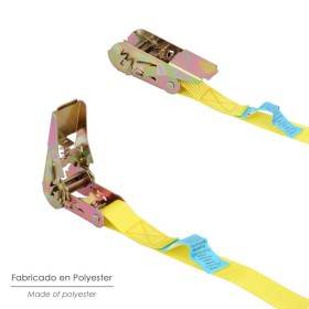 Cinta De Amarre Con Ratchet 4 metros x 25 mm. Trinquete Metálico Automático, Cincha, Eslinga Mercancía, Correa sujeción