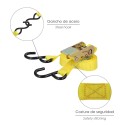 Cinta De Amarre Con Ratchet 4 metros x 25 mm. Trinquete Metálico Automático, Eslinga Mercancía, Correa sujeción (Pack 2)
