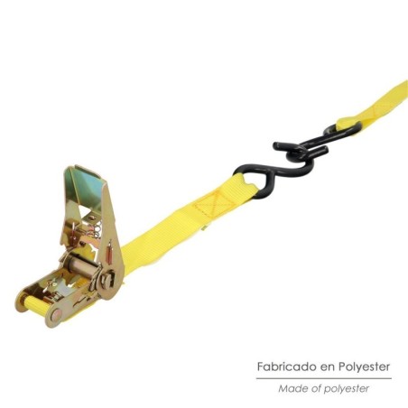 Cinta De Amarre Con Ratchet 4 metros x 25 mm. Trinquete Metálico Automático, Eslinga Mercancía, Correa sujeción (Pack 2)