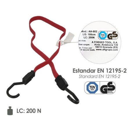 Pulpo De Goma Plano Reforzado 1,5 metro (2 unidades) 100% Látex, Capacidad Amarre 200 Newtons Gomas Elásticas, Cuerda Elástica,