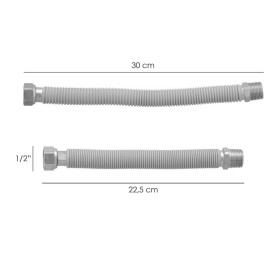Tubería Extensible Agua Acero Inoxidable Corrugado. Longitud de 22,5 a 30 cm. Tomas 1/2"
