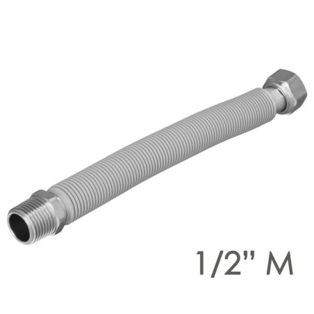 Tubería Extensible Agua Acero Inoxidable Corrugado. Longitud de 22,5 a 30 cm. Tomas 1/2"