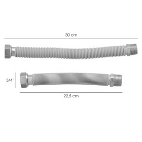 Tubería Extensible Agua Acero Inoxidable Corrugado. Longitud de 22,5 a 30 cm. Tomas 3/4"