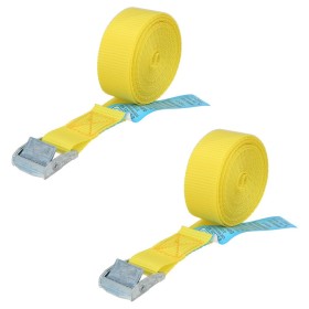 Cinta De Amarre Con Trinquete 4,5 metros x 25 mm. (2 Unidades) Trinquete Metálico Automático, Cincha, Eslinga, Correa sujeción