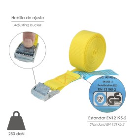Cinta De Amarre Con Trinquete 4,5 metros x 25 mm. (2 Unidades) Trinquete Metálico Automático, Cincha, Eslinga, Correa sujeción
