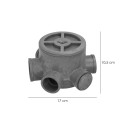 Bote Sifónico PVC Tuberías Diámetro 110 mm. Salidas Diámetro 50 y 40 mm. Altura 105 mm.