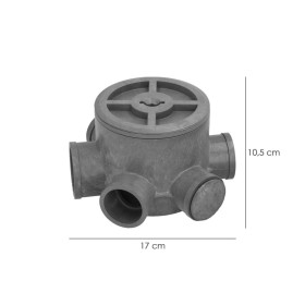 Bote Sifónico PVC Tuberías Diámetro 110 mm. Salidas Diámetro 50 y 40 mm. Altura 105 mm.