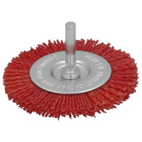 Cepillo Nylon Disco Diámetro100 mm. 1/4". Lijar y Pulir Madera, Metal, Acero Inoxidable