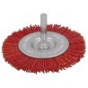 Cepillo Nylon Disco Diámetro100 mm. 1/4". Lijar y Pulir Madera, Metal, Acero Inoxidable