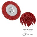Cepillo Nylon Disco Diámetro100 mm. 1/4". Lijar y Pulir Madera, Metal, Acero Inoxidable