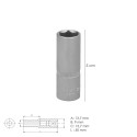Llave Vaso 1/4" Hexagonal Larga 10 mm. Perfil de 6 caras. Acero Cromo Vanadio, Aristas Redondas