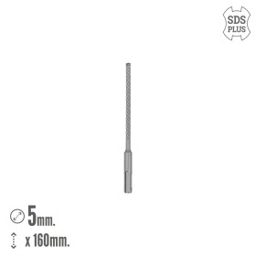 Broca SDS Plus 8 Filos Cortantes Especial Para Hormigón Armado Diámetro 5 x 160 mm. Broca Paredes, Broca Cimientos, Broca Muros