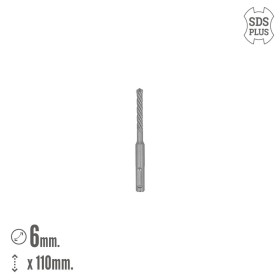 Broca SDS Plus 8 Filos Cortantes Especial Para Hormigón Armado Diámetro 6 x 110 mm. Broca Paredes, Broca Cimientos, Broca Muros