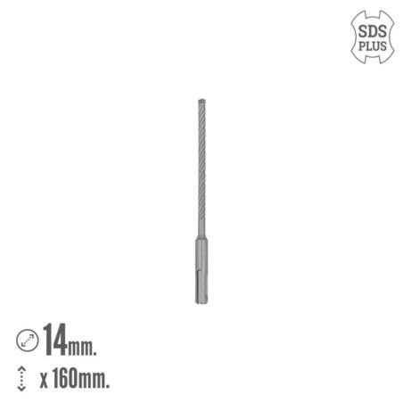 Broca SDS Plus 8 Filos Cortantes Especial Para Hormigón Armado Diámetro 6 x 160 mm. Broca Paredes, Broca Cimientos, Broca Muros