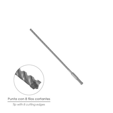 Broca SDS Plus 8 Filos Cortantes Especial Para Hormigón Armado Diámetro 6,5 x 260 mm. Broca Paredes