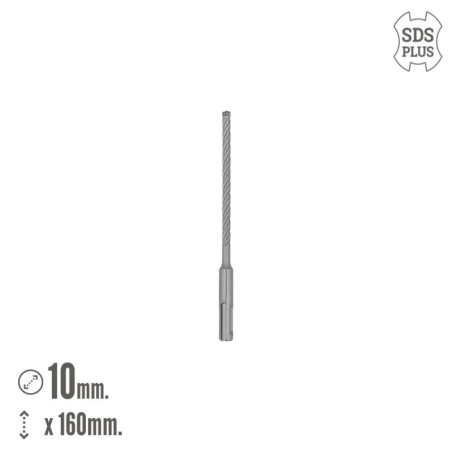 Broca SDS Plus 8 Filos Cortantes Especial Para Hormigón Armado Diámetro 10 x 160 mm. Broca Paredes