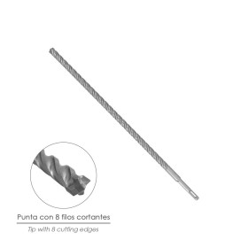 Broca SDS Plus 8 Filos Cortantes Especial Para Hormigón Armado Diámetro 12 x 450 mm. Broca Paredes