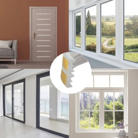 Burlete Caucho Blanco Rollo 6 Metros x 9 mm. Sellador Ventanas y Puertas. Aísla Del Ruido. Para Umbrales de 1 A 3,5 mm.
