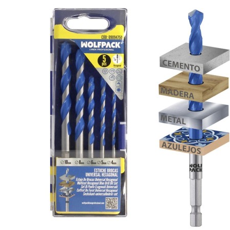 Estuche Brocas Universales Hexagonal Diámetro 4,0 a Diámetro 10 mm.