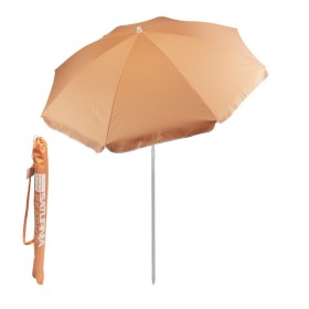 Sombrilla Playa Acero / Poliéster Diámetro 160 cm. Naranja . Varillas Fibra De Vidrio.
