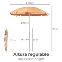 Sombrilla Playa Acero / Poliéster Diámetro 160 cm. Naranja . Varillas Fibra De Vidrio.
