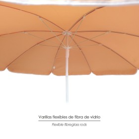 Sombrilla Playa Acero / Poliéster Diámetro 160 cm. Naranja . Varillas Fibra De Vidrio.