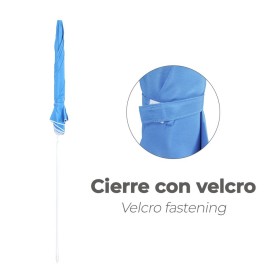 Sombrilla Playa Acero / Poliéster Diámetro 180 cm. Azul. Varillas Fibra De Vidrio.