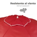 Sombrilla Playa Acero / Poliéster Diámetro 200 cm. Rojo. Varillas Fibra De Vidrio. Sistema Anti viento.