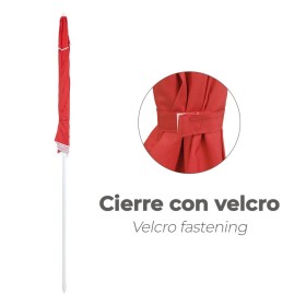 Sombrilla Playa Acero / Poliéster Diámetro 200 cm. Rojo. Varillas Fibra De Vidrio. Sistema Anti viento.